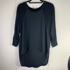 Black sweater 3/4 sleeves sheer‎ front blouse